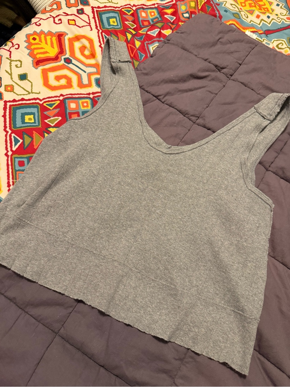 We The Free Gray Ribbed Crop Tank Top